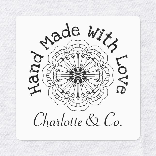 Flower Handmade With Love Product Personalized Labels (Design 1)