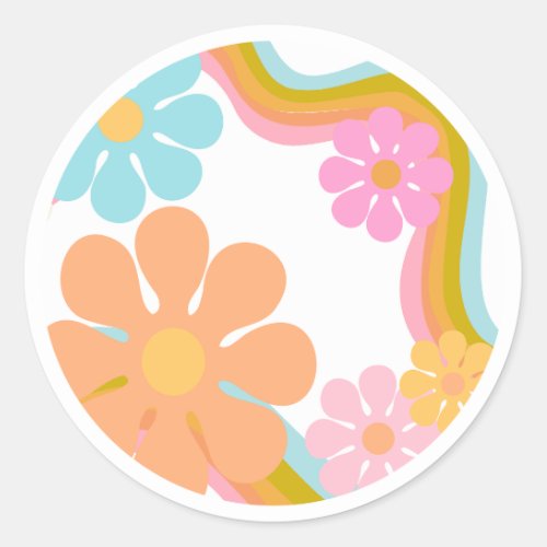 Flower Happy Birthday Sticker Mod 60s 70s Pink