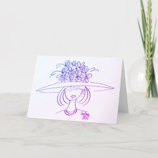 Flower Hat Lady - pink Thank You Card