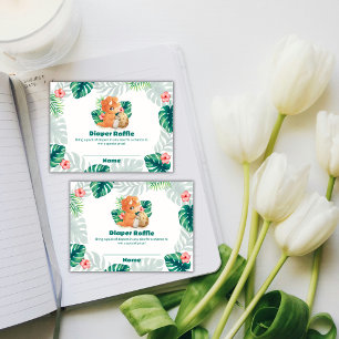 Flower Hatching Dino Diaper Raffle Baby Shower  Enclosure Card