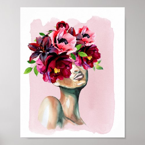 Flower Head Lady Print