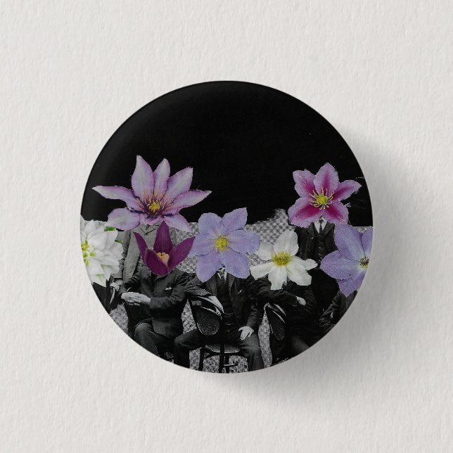 Flower Heads in Space Button (Front)