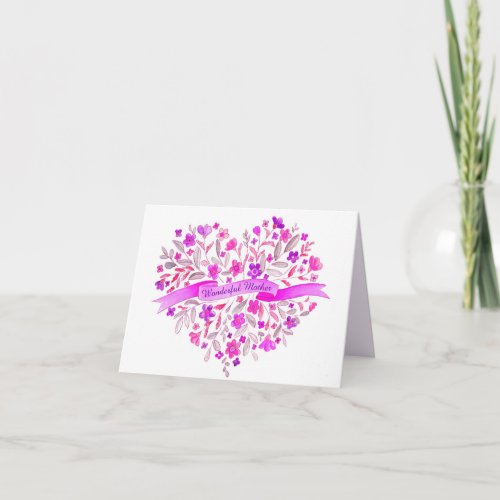 Flower heart bouquet art Mothers Day card