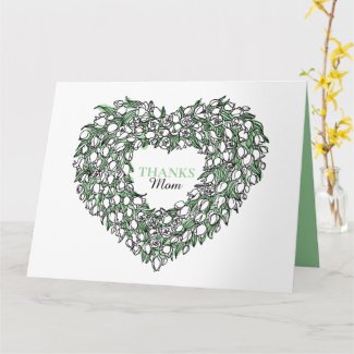 Flower heart bouquet tuilp inked art Mother's Day  Card