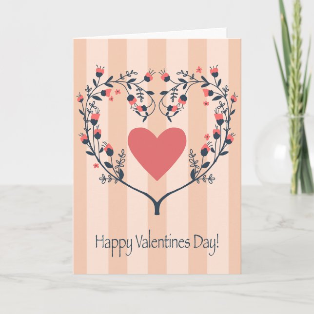 Flower Heart Design Valentine Card (Front)