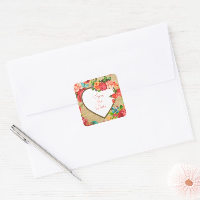 Flower Heart Envelope Seals or Product Stickers (Envelope)