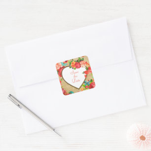 Flower Heart Envelope Seals or Product Stickers