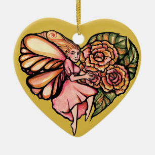 Flower Heart Fairy Garden Floral Gardening Fairies Ceramic Ornament