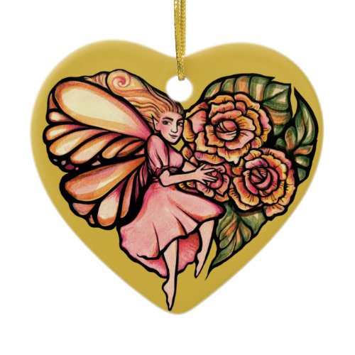 Flower Heart Fairy Garden Floral Gardening Fairies Ceramic Ornament