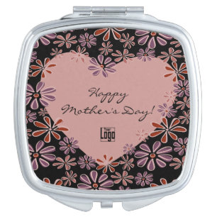 Flower Heart Happy Mother's Day Logo Compact Mirror