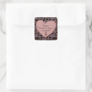 Flower Heart Happy Mother's Day Logo Social Square Sticker