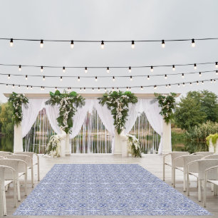 Flower Heart lace pattern white and muted blue Outdoor Rug