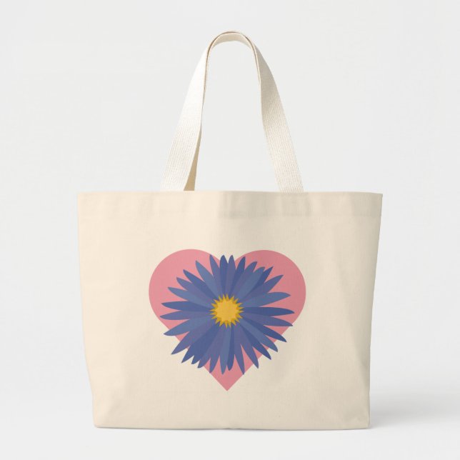 Flower Heart Large Tote Bag (Front)