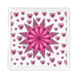 FLOWER HEART LOVE GIFT WIFE GIRLFRIEND HUSBAND ACR ACRYLIC TRAY