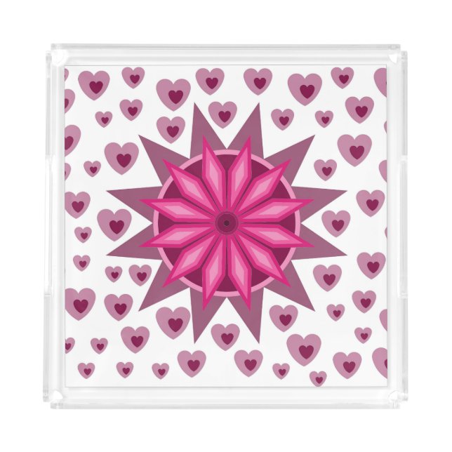 FLOWER HEART LOVE GIFT WIFE GIRLFRIEND HUSBAND ACR ACRYLIC TRAY (Front)
