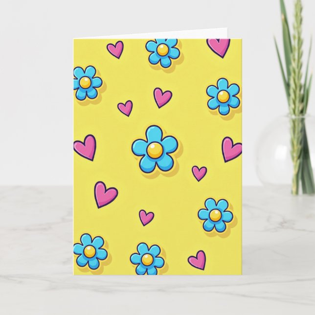 Flower Heart Love Greeting Card (Front)