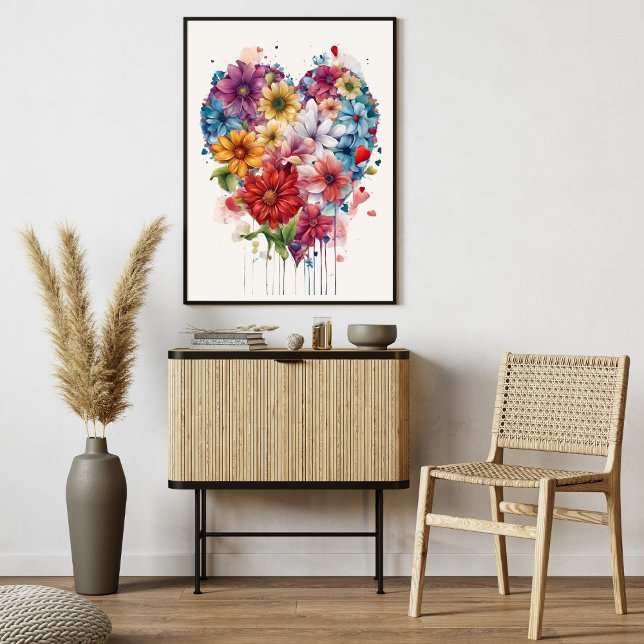 Flower Heart Modern Art Poster   (Flower Heart Modern Art Poster)