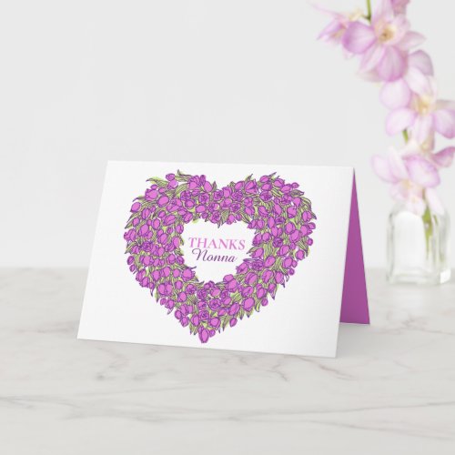 Flower heart purple tuilp art Nonna Mothers Day Card