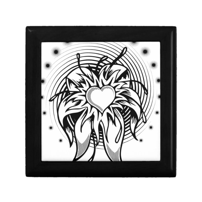 Flower Heart Tattoo Design with a spiral Keepsake Boxes