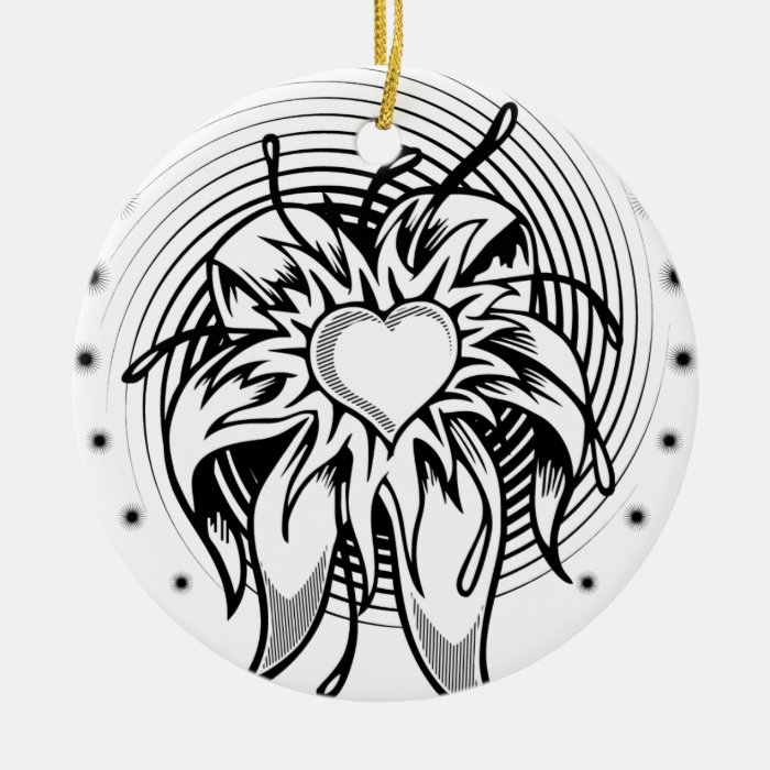 Flower Heart Tattoo Design with a spiral Christmas Ornament