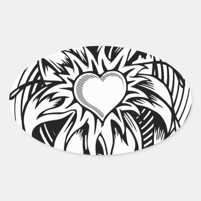 Flower Heart Tattoo Design with a spiral Stickers