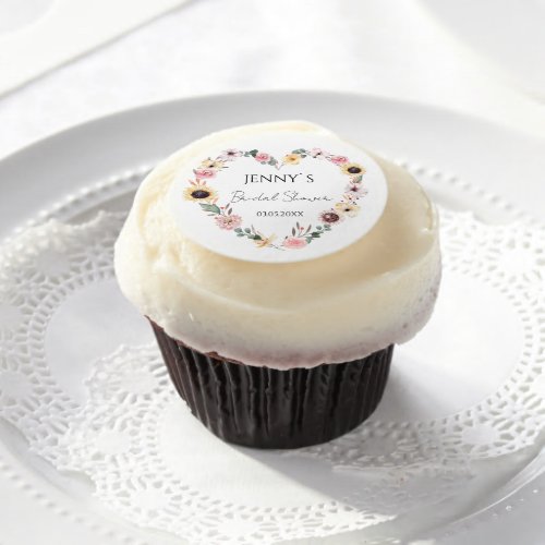 Flower_Heart Wedding Bridal Shower Edible Frosting Rounds