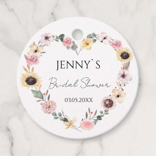 Flower_Heart Wedding Bridal Shower Favor Tags