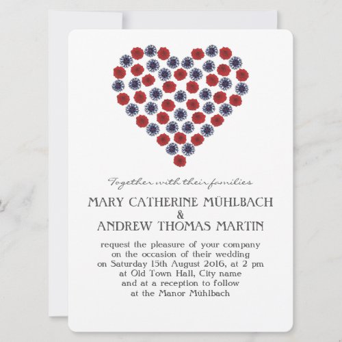 Flower Heart Wedding invitation 165 cm x 222 cm