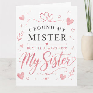 flower heart Wedding Sister Honor Card