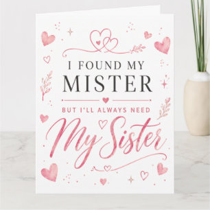 flower heart Wedding Sister Honor Card