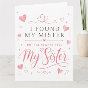 flower heart Wedding Sister Honor Card