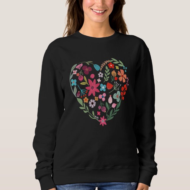 Flower Heart Wildflower Garden Naturalist Graphic Sweatshirt (Front)