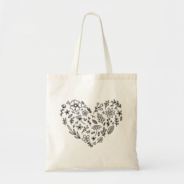 Flower Heart . Wildflowers Botanical  Tote Bag (Front)