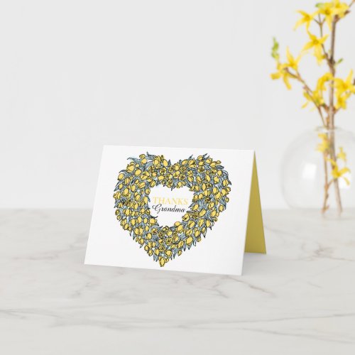 Flower heart yellow tuilp art Grandma Mothers Day Card