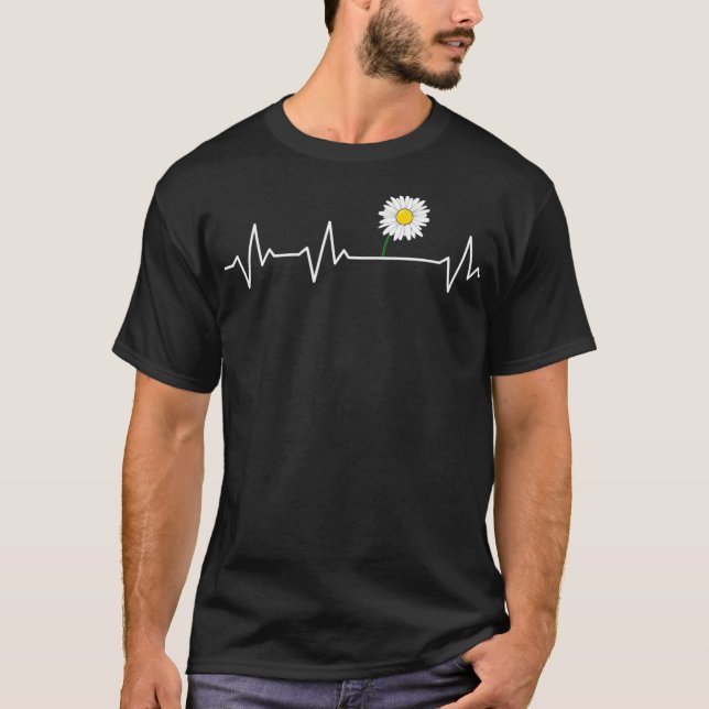 Flower Heartbeat Cute Gardening Flower Daisy T-Shirt (Front)