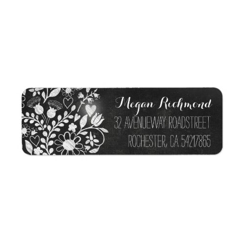 flower hearts chalkboard return address labels