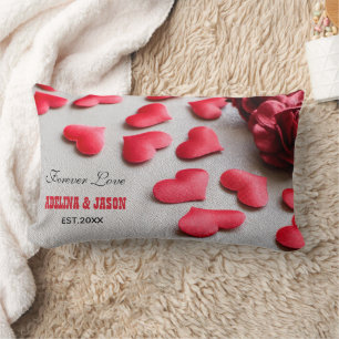 Flower hearts Love Custom Name Valentines Day 2025 Lumbar Pillow
