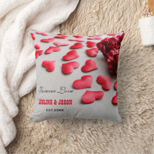 Flower hearts Love Custom Name Valentines Day 2025 Throw Pillow