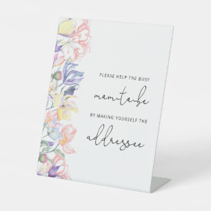 Flower Help the Busy Mom-to-Be Address an Envelope Pedestal Sign