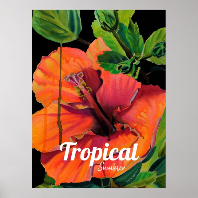 Flower hibiscus tropical Summer quote Poster (Front)