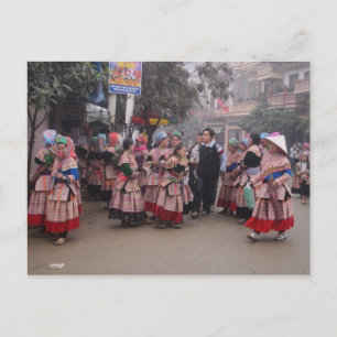 Flower Hmong going to Market Postcard