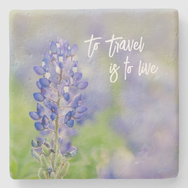 Flower Home Decor with Travel Quote Stone Coaster (Front)