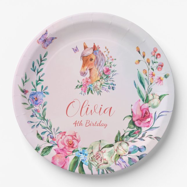 FLOWER HORSE B1  PAPER PLATES (Front)