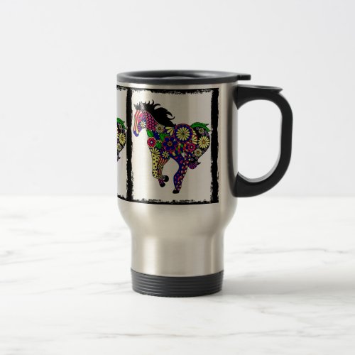 Flower Horse Travel Mug