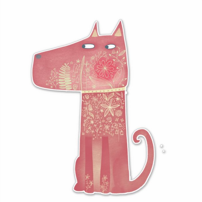 Flower Hound Dog Sticker (Front)
