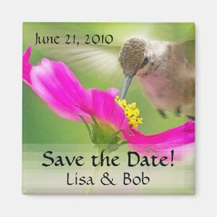 Flower Hummingbird Save the Date Magnet