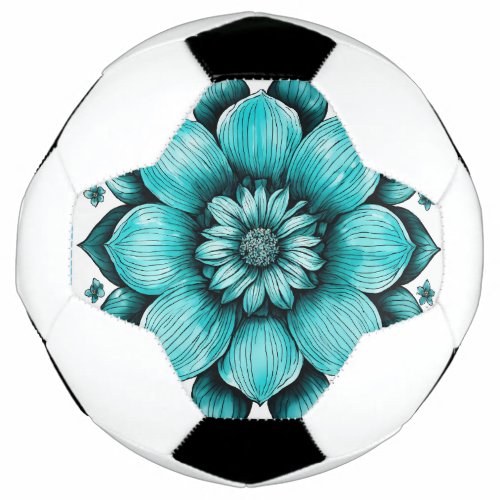 Flower Hyper realistic Pen Illustration Print Soccer Ball