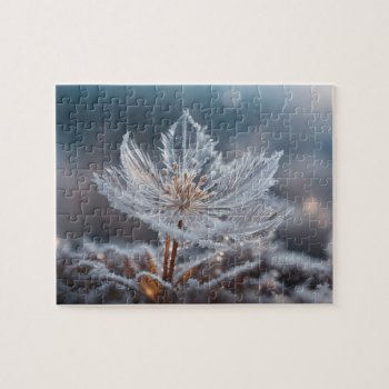 Flower Ice Crystal Transparent Leaves New Year Jigsaw Puzzle by sirylok at Zazzle