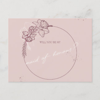 flower illustration  be my maid of honour postcard