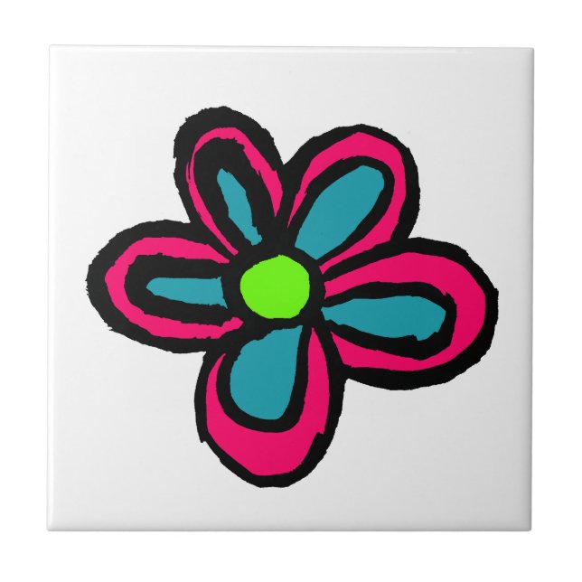 Flower illustration ceramic tile (Front)